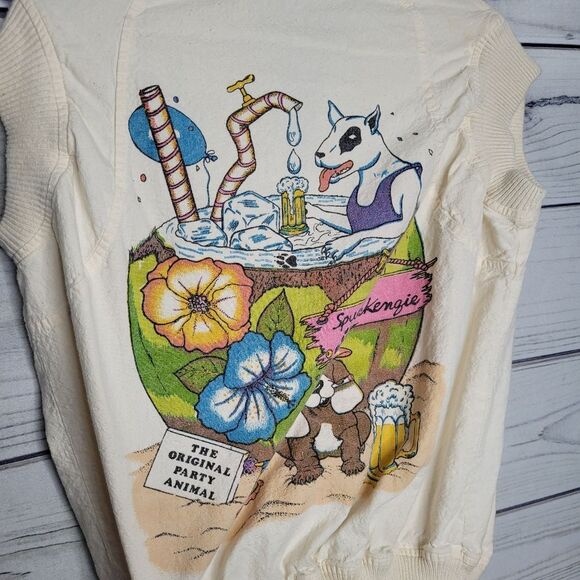 Tops - Vintage Spuds MacKenzie zip front party graphic back vest size large